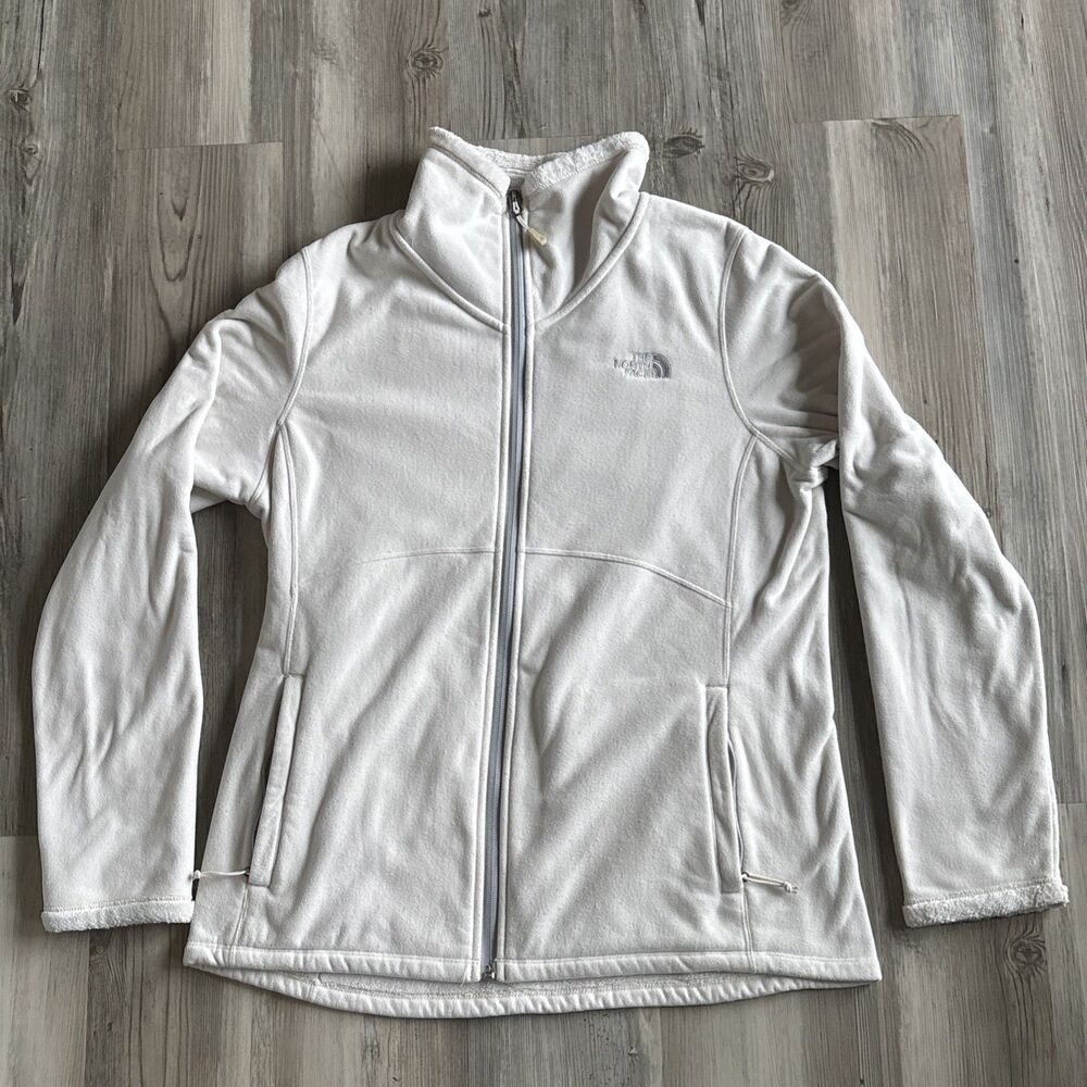 The North Face Morning Glory White Full Zip Sherpa Lined Fleece Jacket size L
